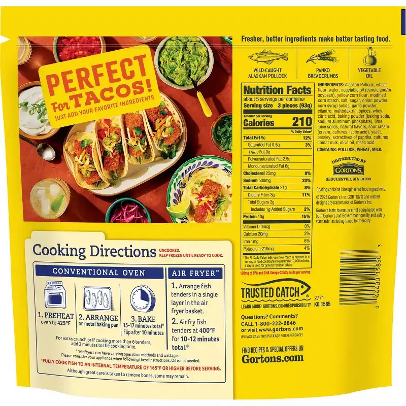 Gorton’s Wild Caught Cilantro Lime Taco Tenders Alaskan Pollock - Frozen - 16.2oz