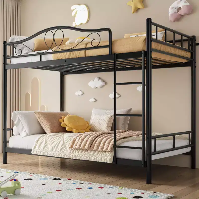 Twin Over Twin Bunk Bed, Heavy Duty Metal Frame Full Length Guardrails 400 LBS Capacity