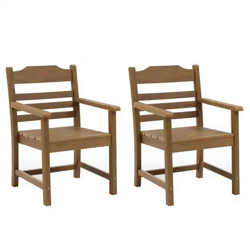 TUYOHW Patio Dining Chairs Set of 2,All-Weather Outdoor Chairs with Imitation Wood Grain & Armrests for Backyard,Garden,Poolside
