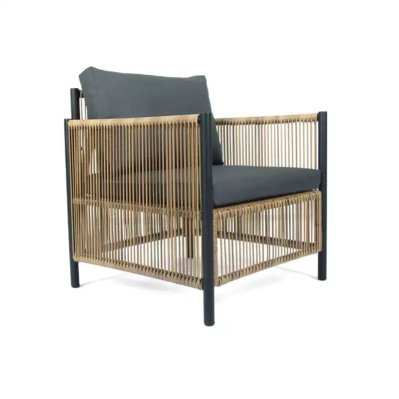 Whisen 6-Piece PE Wicker Patio Conversation Sofa Set with Gray Cushions and Coffee Table