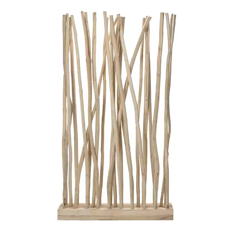 JONATHAN Y Tranquil 39W x 68H Coastal Bohemian Handcrafted Teak Branch Single Panel Room Divider