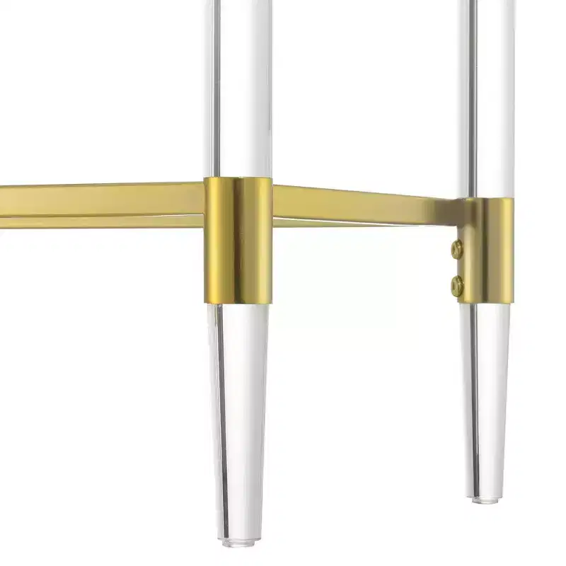 Breighton Home Royal Crest 2 Tier Acrylic Glass Console Table Gold/Glass: Chic Entryway Furniture, 12" Depth