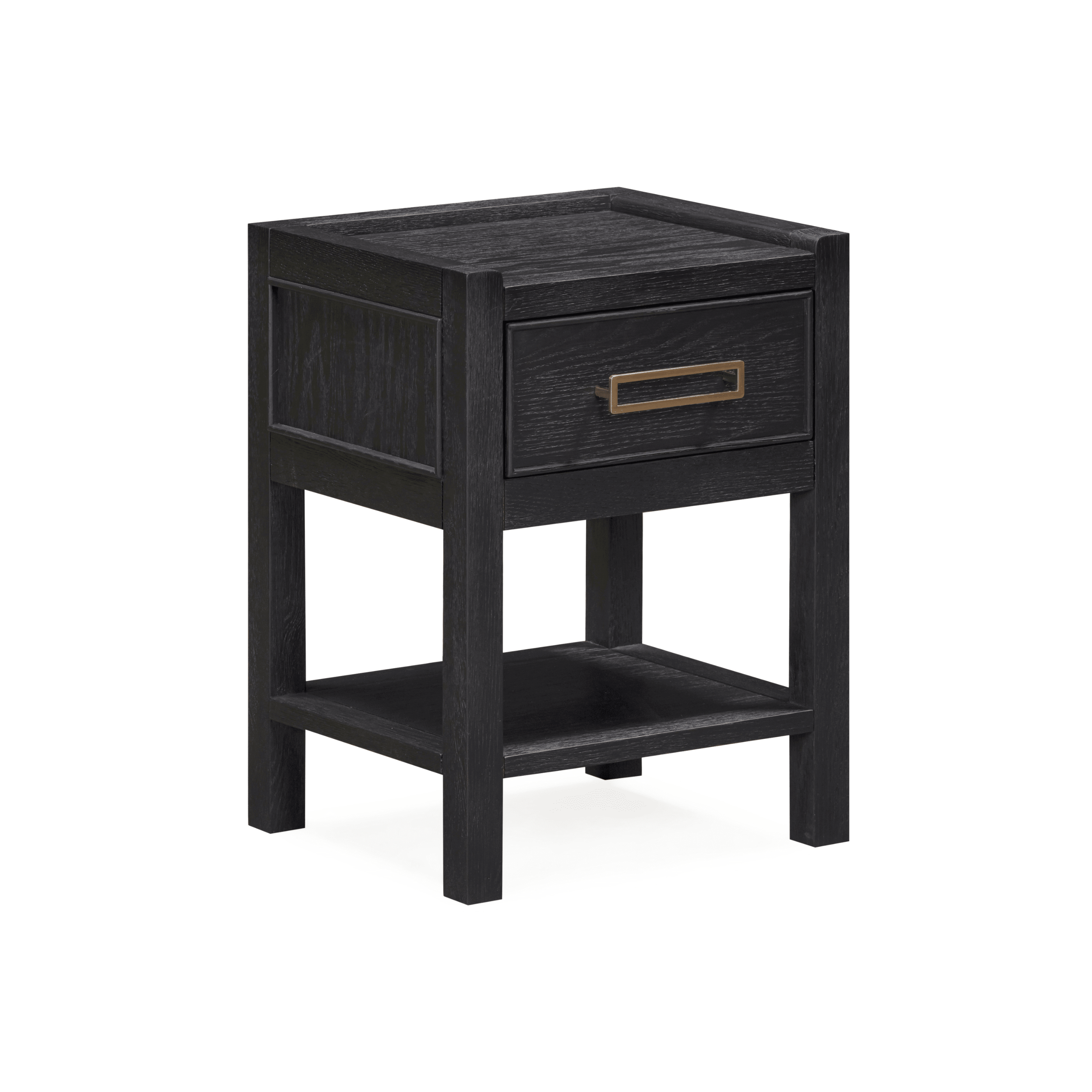 Black Oak Veneer 1 Drawer Bedside Table