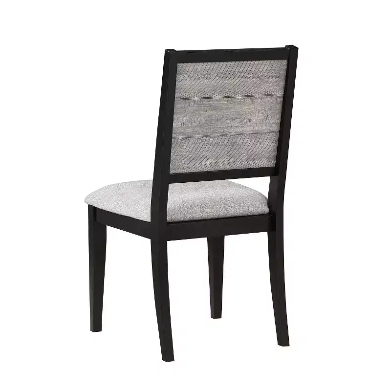 Simple Relax Set of 2 Fabric Upholstered Dining Side Chairs in Dove Grey and Black