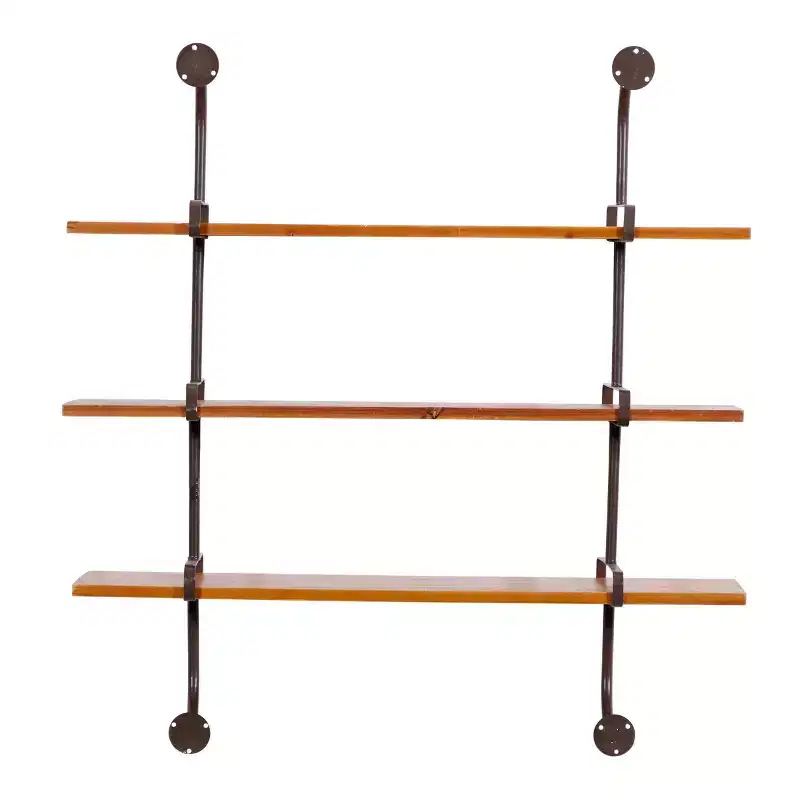 38x38 Wood 3 Level Wall with Metal Brackets Brown - Olivia & May: Industrial Style, No Assembly Required
