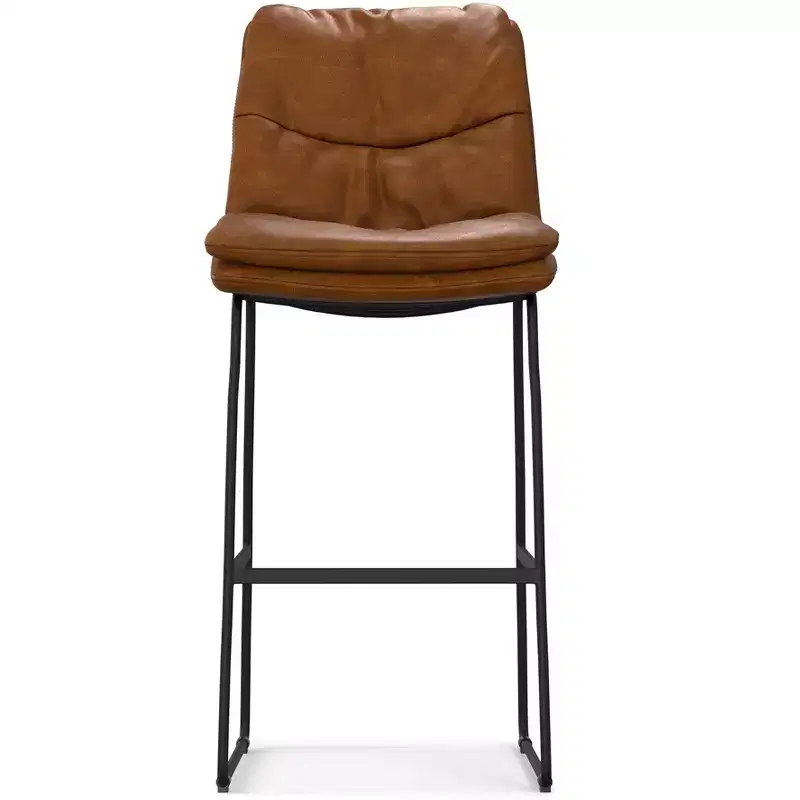 Thalia Mid Century Modern Bar Stool (Set of 2) in Vegan Faux Leather