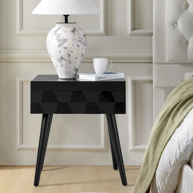 Mid-Century Modern End Table with Charging Station