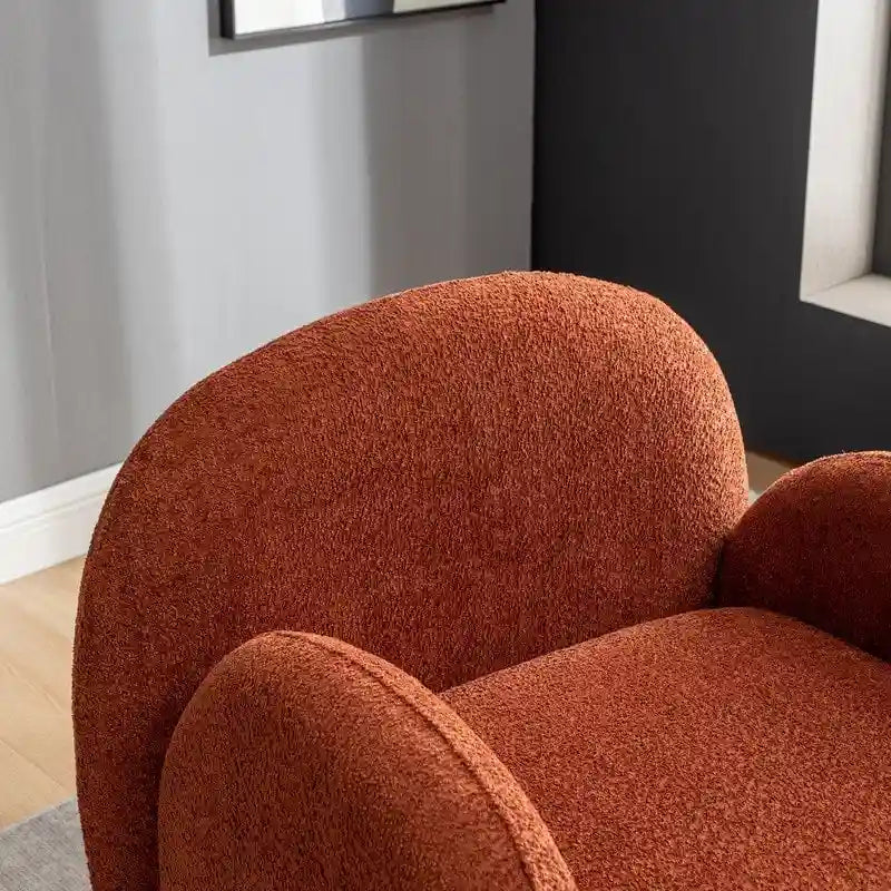 Modern Glam Boucle Upholstered Swivel Accent Armchair with 360 Degree Swivel Base