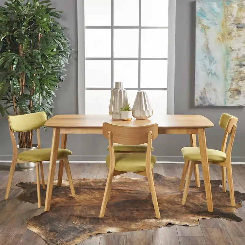 Alma Mid-Century 5-piece Wood Rectangle Dining Set by