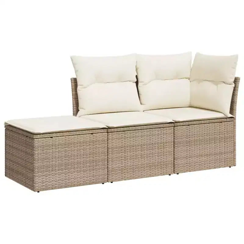 vidaXL Patio Sofa Set with Cushions Outdoor Furniture 3 Piece Poly Rattan