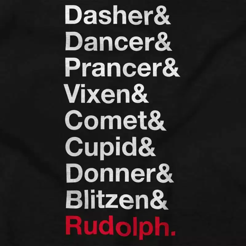 Christmas Santa's Reindeer List Graphic T Shirt Men or Women Brisco Brands
