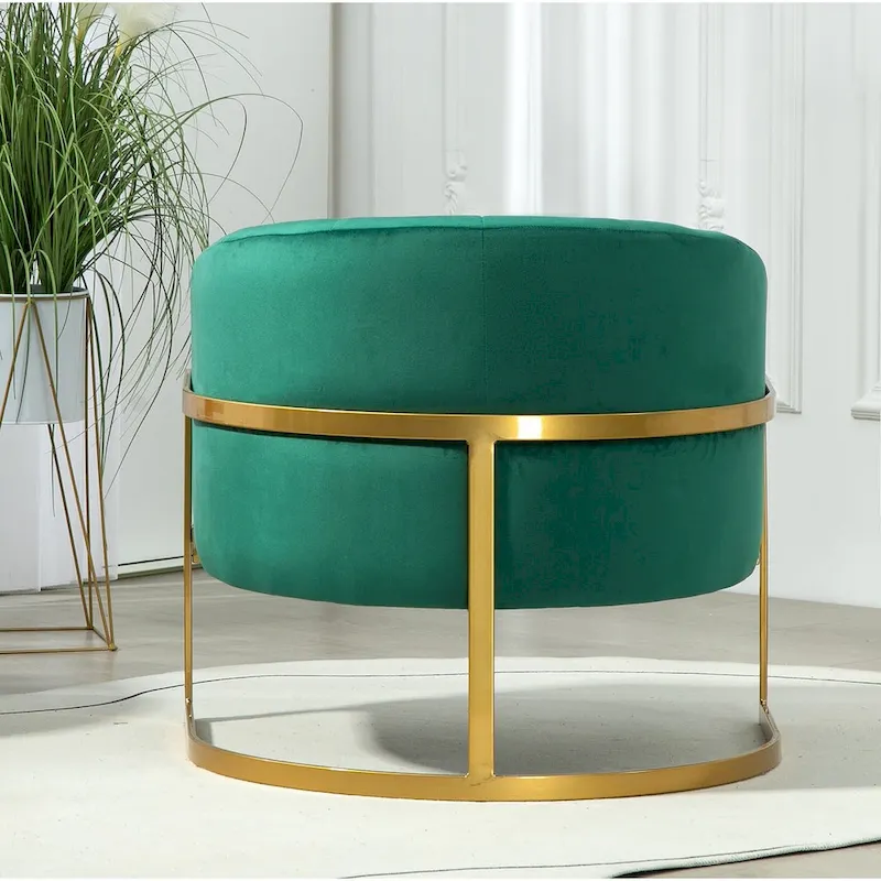 Velvet Accent Armchair with Gold Metal Frame
