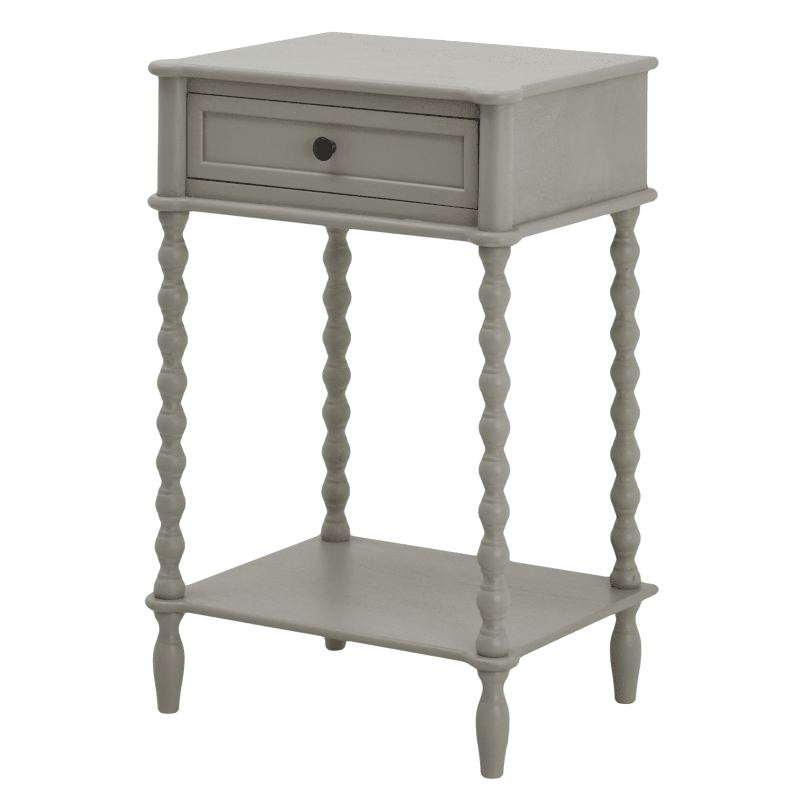 Grey Bedside Table with Leg Detailing