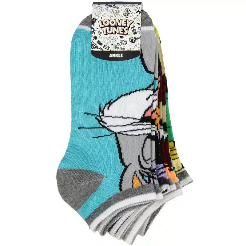 Looney Tunes Character Mens And Womens 5 Pack Ankle Socks