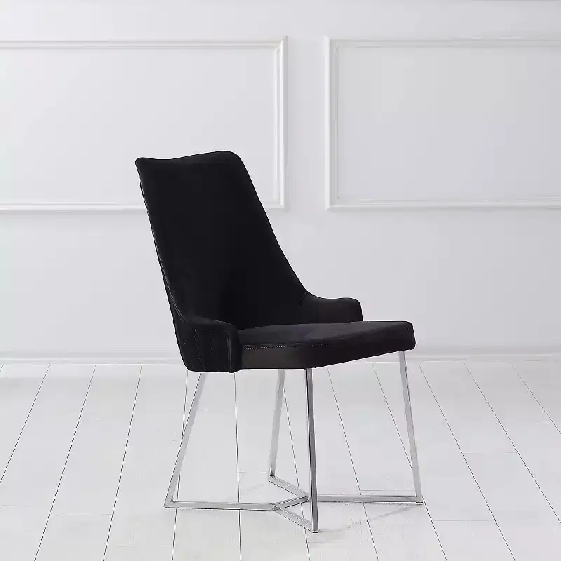HOMES: Inside + Out Set of 2 Chander Glam Microfiber Upholstered Dining Chairs Black
