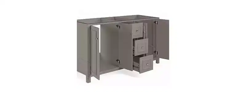 Alaterre Furniture Williamsburg 60 in. Double Sink Bathroom Vanity - Freestanding Cabinet Without Top, Gray