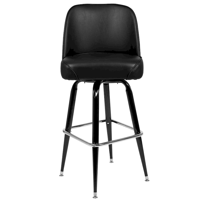 2-Pack Metal Barstools with Swivel Vinyl Bucket Seat & Footrest