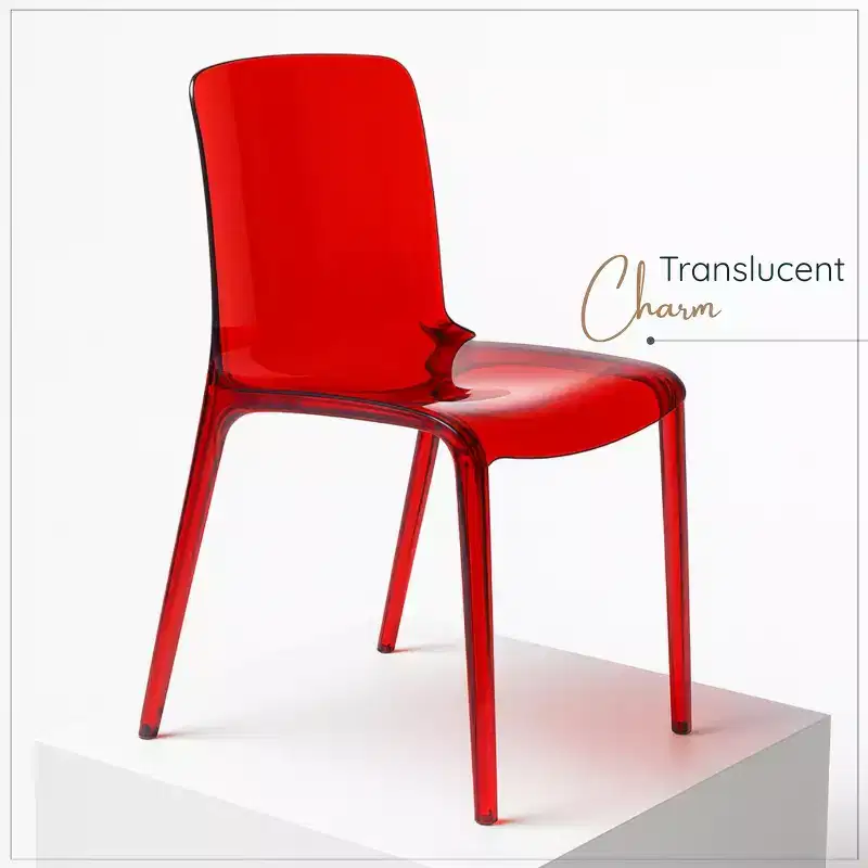 LeisureMod Murray Mid-Century Modern Dining Chair - Waterfall Edge Design Acrylic, Ergonomic and Stackable, Set of 4