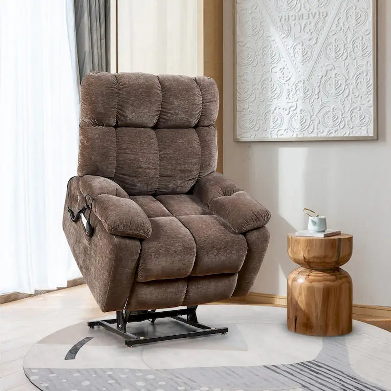 Electric Power Lift Recliner Chair with 2 Motors, Massage & Heat, 3 Positions, 2 Side Pockets, USB Charge