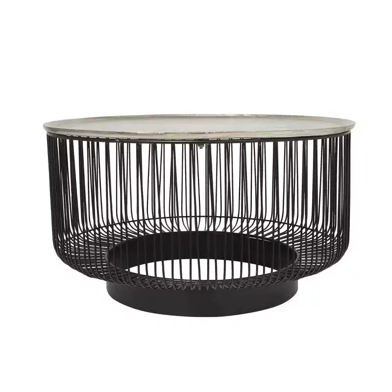 Olivia & May Metal Geometric Open Frame Wire Coffee Table