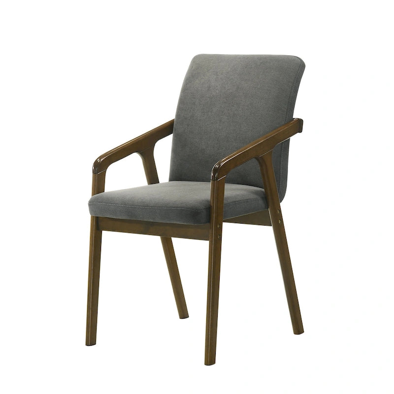 Simple Rustic Upholstered Dining Chair with Wooden Armrests