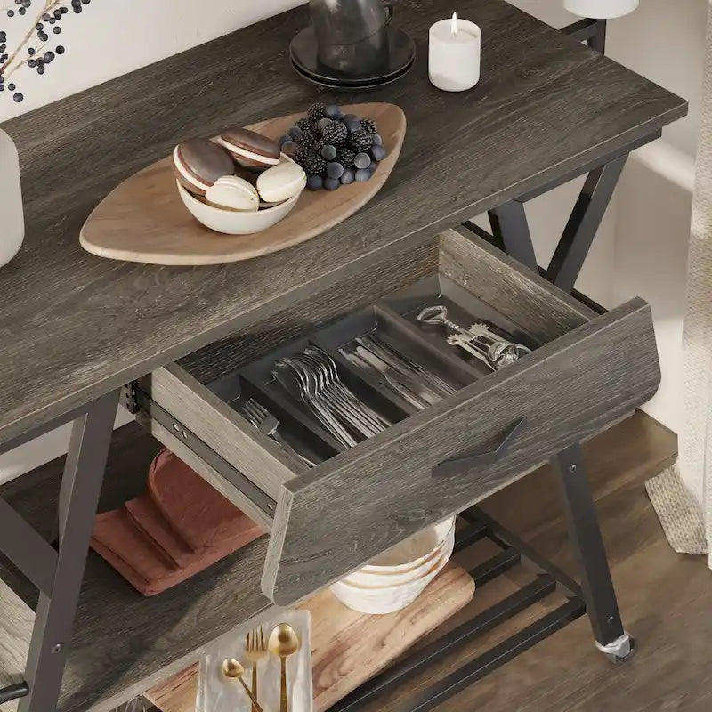 41.7 inch Wide Rolling Kitchen Island with Drawer