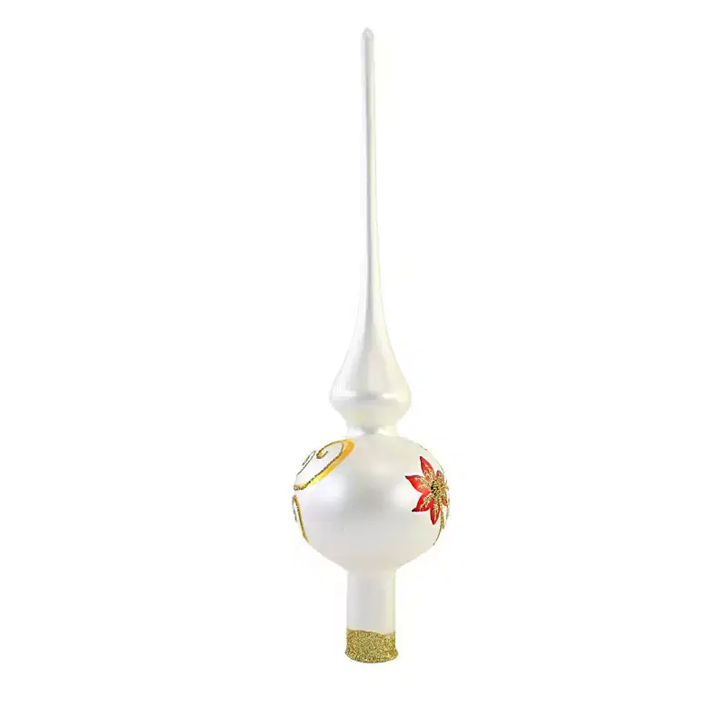 Sbk Gifts Holiday 13.0 Inch Poinsettia Elegance Tree Topper Tree Topper , Small Christmas Flower (1PC)
