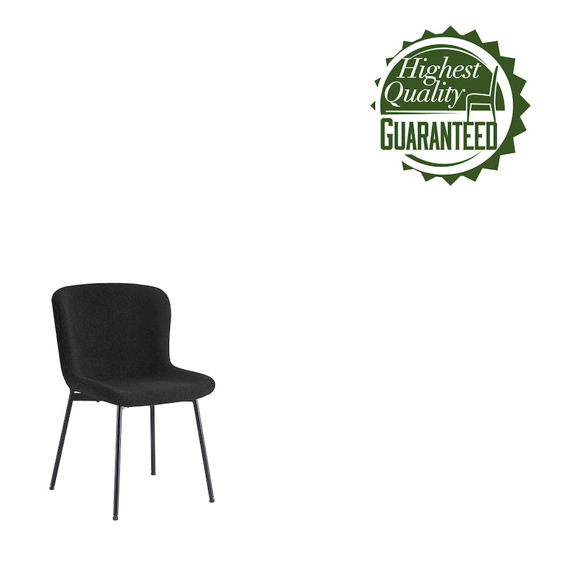 Fabric Upholstered Armless Dining Chairs with Powder-Coated Steel Legs, Set of 2