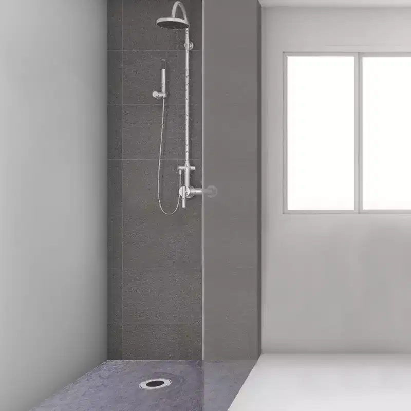VEVOR Shower Curb Kit, 48\x72\ Watertight Shower Curb Overlay with 4\ PVC Central Bonding Flange, 4\ Stainless Steel Grate,Gray