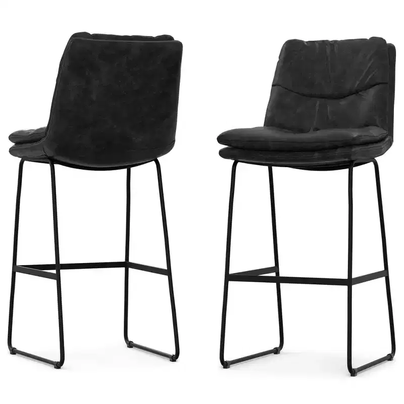 Thalia Mid Century Modern Bar Stool (Set of 2) in Vegan Faux Leather
