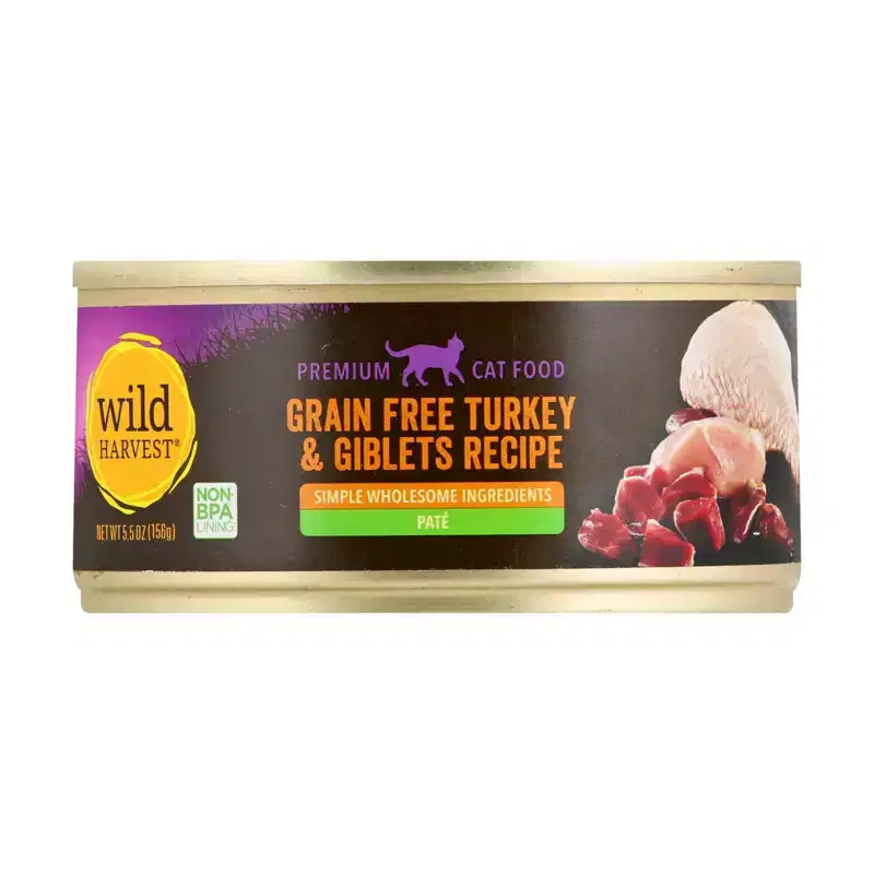 Wild Harvest Grain Free Turkey and Giblets Recipe Cat Food - Case of 24/5.5 oz
