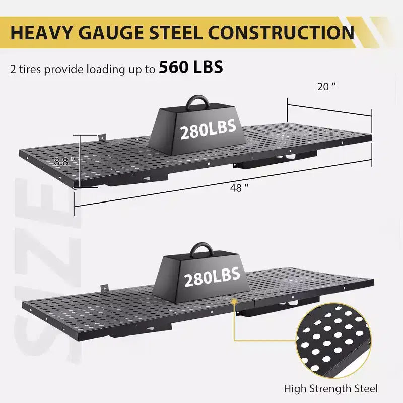 Heavy-Duty Steel Wall Shelves, 560LBS Capacity Floating Shelves, Versatile Garage Storage Shelves, Multi-Installation Wall Mounted Shelving