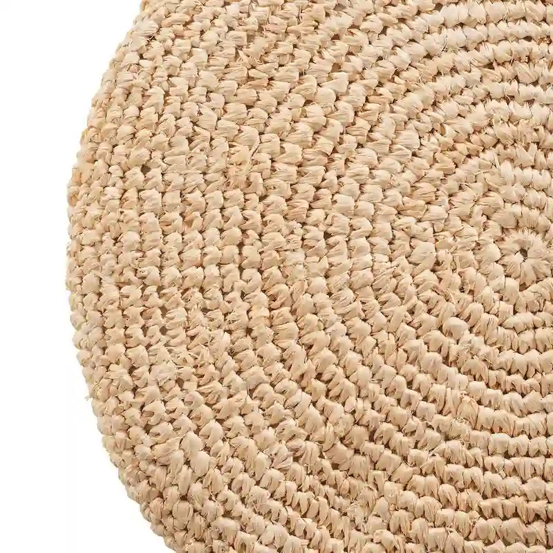 Handwoven Natural Raffia Ottoman Accent Table