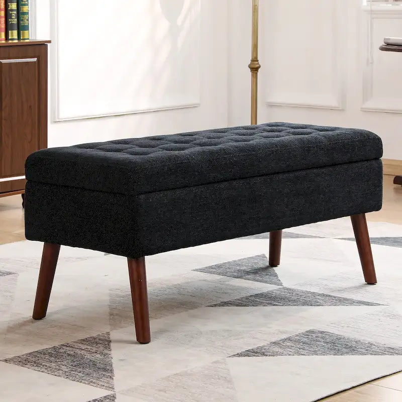 Storage Bench with Storage End of Bed Bench Entryway Bench Storage Ottoman Bench 43.7 W x 18.1 D Grey Linen Bench