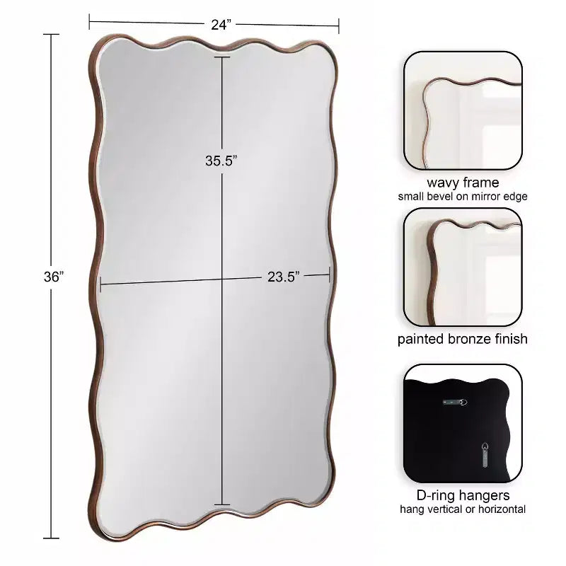 Kate & Laurel All Things Decor 24"X36" Viona Rectangle Scalloped Mirror Bronze