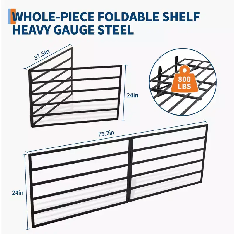 Shelving 2 Packs 2x6ft Garage Tube Storage Rack with Heavy Duty Ceiling Mount, Floating Shelves for Wall, Storage Shelves, Adjustable Hooks