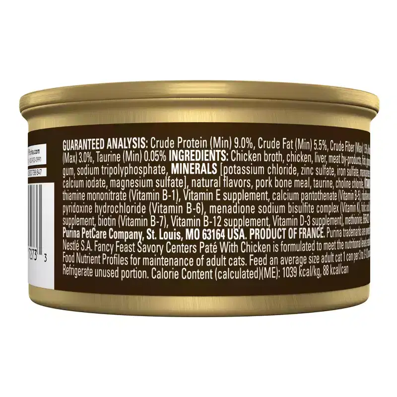 Purina Fancy Feast Savory Centers Paté with Chicken and a Gourmet Gravy Center Wet Cat Food Cans - 3oz