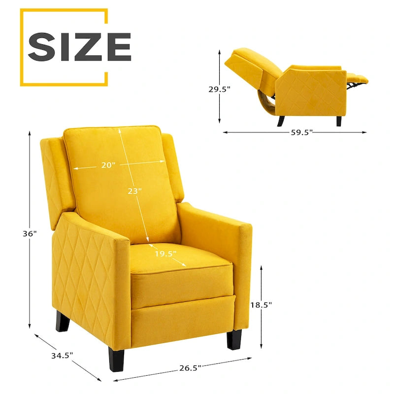 Push Back Recliner Chair with Linen Wing Back