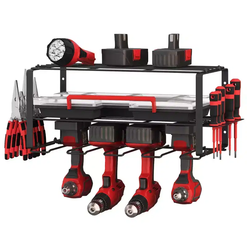 3-Tier Power Tool Organizer Wall Mount Shelving, Steel