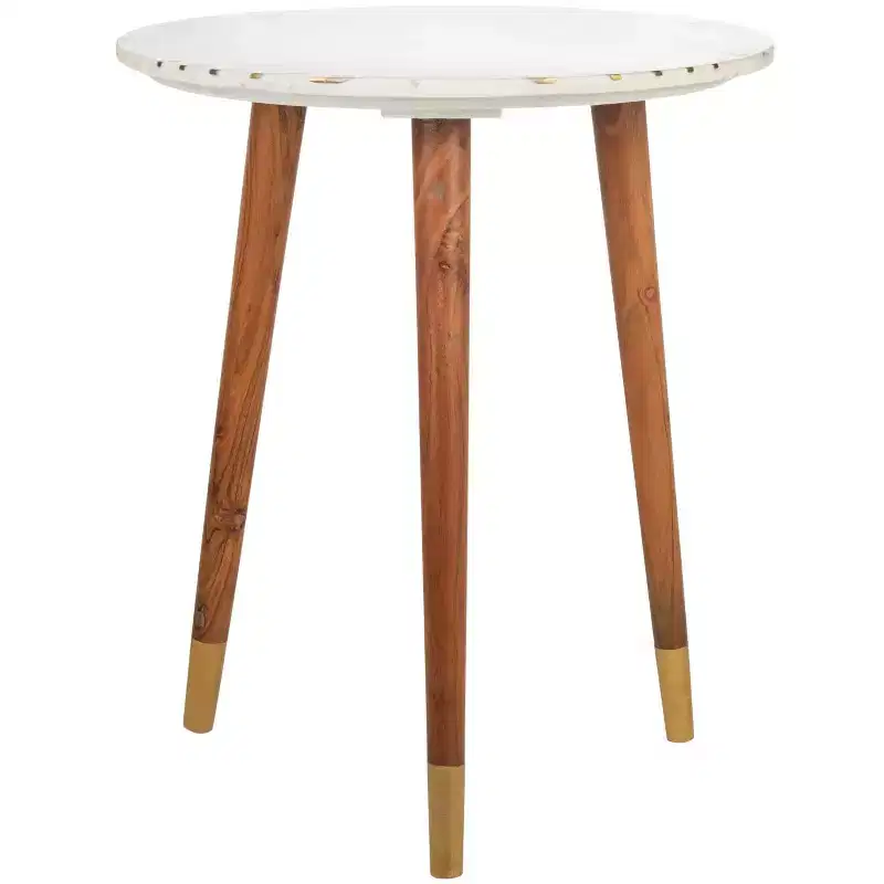 Valerie Marble Accent Table - ACC7202 - White/Brass - Safavieh