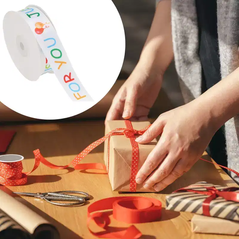 Unique Bargains 0.98x72.18' Letter Print Gift Ribbon