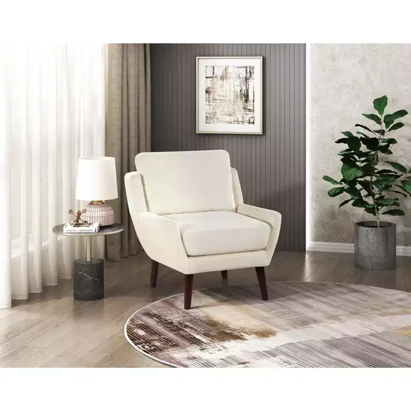 Accent Chair,Lounge Armchair with Chenille Upholstery,Reversible Cushion,Solid Wood Legs,Sofa Chair for Living Room,Bedroom,Office