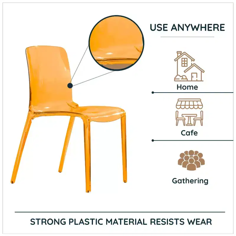LeisureMod Murray Mid-Century Modern Dining Chair - Waterfall Edge Design Acrylic, Ergonomic and Stackable, Set of 4