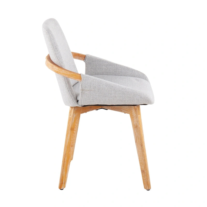 Mid-Century Upholstered Dining Chair with Natural Wood Arms and Legs