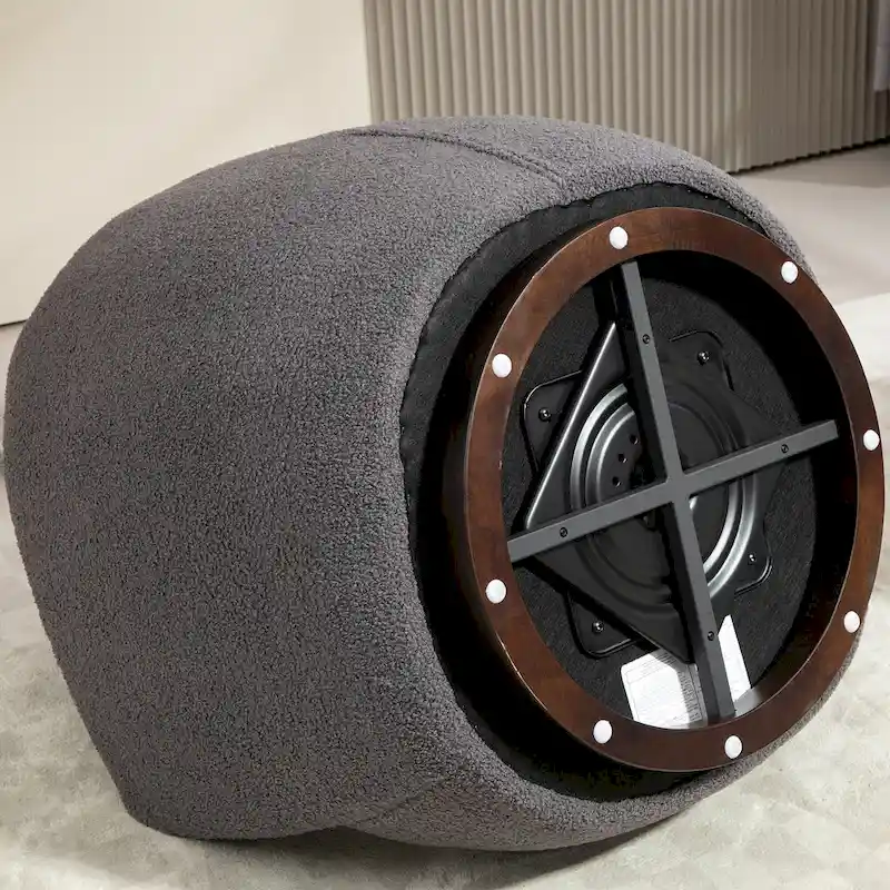 Upholstered Swivel Barrel Armchair with Storage Modern Living Room Side Chair for Bedroom/Office/Reading Spaces