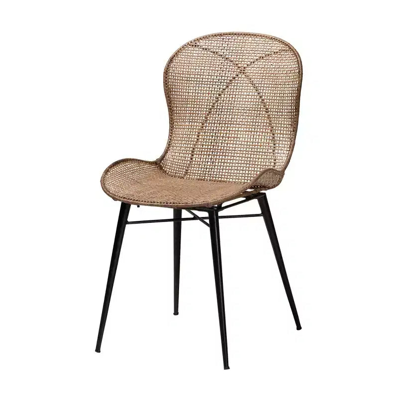 Baxton Studio Sabelle Japandi Wood and Rattan 5-Piece Dining Set