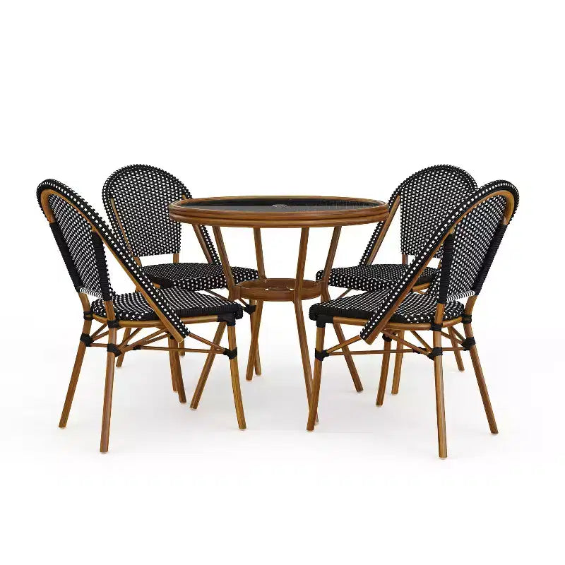 Martha Stewart Lily Pond Indoor-Outdoor Bistro Dining Table with 4 Stackable Bistro Chairs