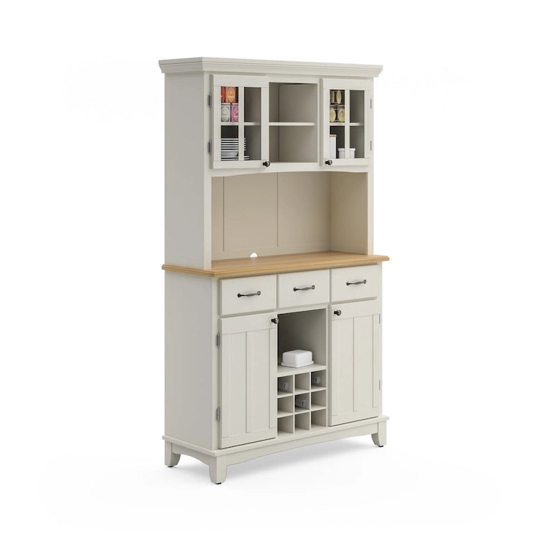 Off-White Server with Hutch & Wood Top