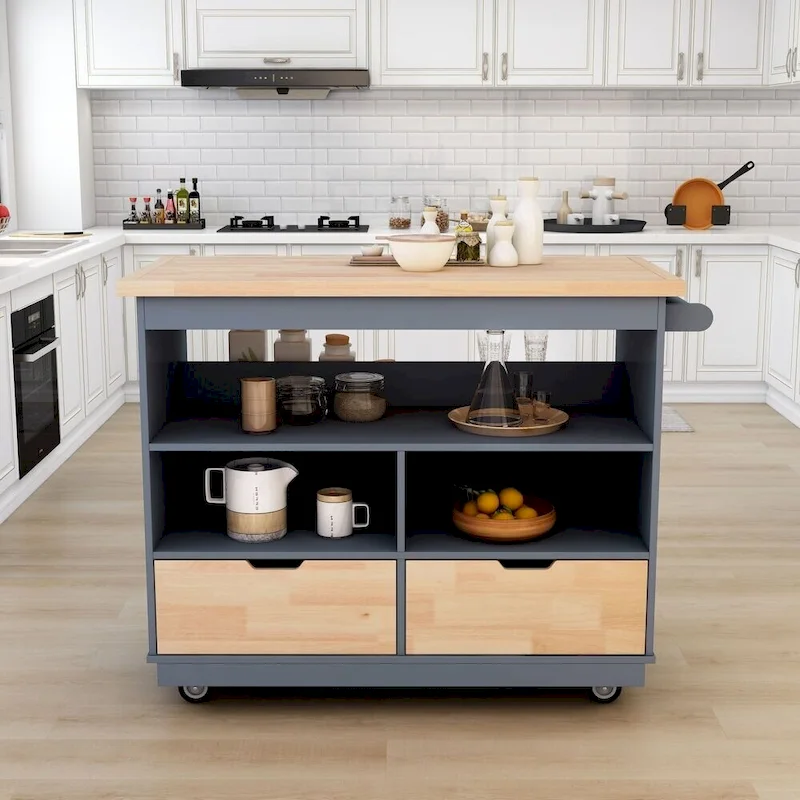 Rolling Kitchen Island Kitchen island Cart Spice Rack Kitchen Cart - 46.00L * 21.70W * 35.62H