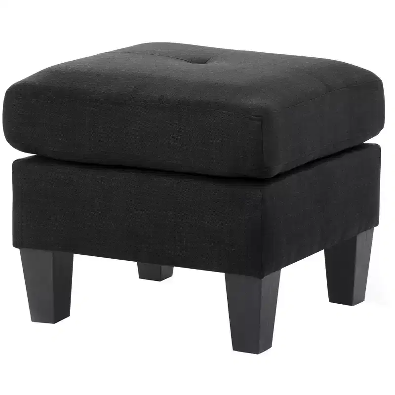 Tufted Polyester Upholstered Ottoman, Square, High-Density Foam